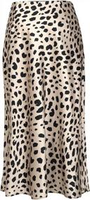 img 3 attached to Chic And Trendy: Women'S Leopard Midi Skirt In Silk Satin And High Waist Elastic For Fashionable Comfort