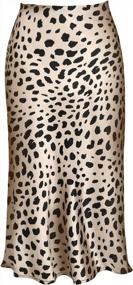 img 4 attached to Chic And Trendy: Women'S Leopard Midi Skirt In Silk Satin And High Waist Elastic For Fashionable Comfort