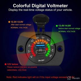 img 3 attached to 🔌 High-Speed USB C Car Charger Panel with QC3.0 Quick Charge, Voltmeter, and Switch - Ideal for Marine, Boat, Motorcycle, Truck, Golf Cart - 12V USB Outlet Socket