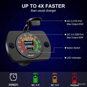 img 2 attached to 🔌 High-Speed USB C Car Charger Panel with QC3.0 Quick Charge, Voltmeter, and Switch - Ideal for Marine, Boat, Motorcycle, Truck, Golf Cart - 12V USB Outlet Socket