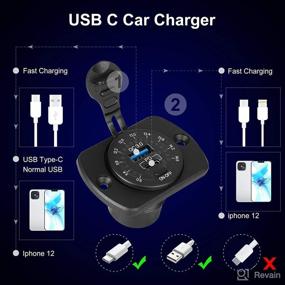 img 1 attached to 🔌 High-Speed USB C Car Charger Panel with QC3.0 Quick Charge, Voltmeter, and Switch - Ideal for Marine, Boat, Motorcycle, Truck, Golf Cart - 12V USB Outlet Socket