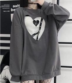 img 3 attached to Get Fashionably Adorable With Women'S Harajuku Kawaii Sweatshirt With Gothic Heart Design
