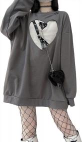 img 4 attached to Get Fashionably Adorable With Women'S Harajuku Kawaii Sweatshirt With Gothic Heart Design