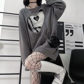 img 1 attached to Get Fashionably Adorable With Women'S Harajuku Kawaii Sweatshirt With Gothic Heart Design