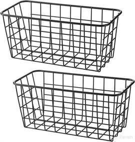 img 2 attached to 📦 LeleCAT Small Wire Storage Baskets - Organize Kitchen Cabinets, Pantry, Tea & Seasoning Packets - Bathroom Storage Solution - Black, 2 Pack