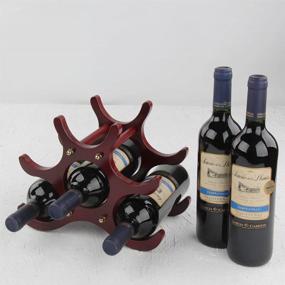 img 1 attached to KONKY Wooden Wine Rack Countertop, 6 Bottles Floor Freestanding Wine Holder Stand Wine Bottle Holder Wine Storage Display Shelves For Kitchen, Pantry, Bar - Space Saver Protector For Red & White Wine