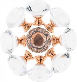 img 3 attached to Rose Gold 12 Pack Diamond Shaped Crystal Glass 30Mm Cabinet Knobs Pull Handles - YourGift Drawer Knobs