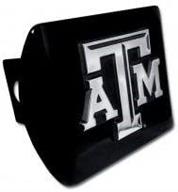 🏈 texas a&m university aggies ncaa metal trailer hitch cover - black with chrome 'atm' emblem - fits 2 inch auto car truck receiver logo