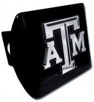 img 1 attached to 🏈 Texas A&M University Aggies NCAA Metal Trailer Hitch Cover - Black with Chrome 'ATM' Emblem - Fits 2 Inch Auto Car Truck Receiver