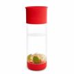 red munchkin 20oz miracle 360 water bottle with fruit infuser logo