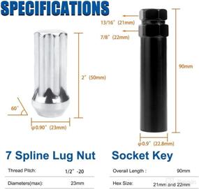 img 3 attached to 🔩 GAsupply 1/2-20 Lug Nuts, 2-Inch Tall Closed End Acorn Tuner Long Lug Nuts - Pack of 20 with Spline Lug Key