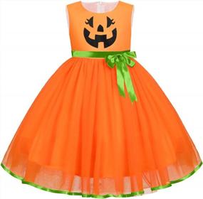 img 4 attached to Костюм на Хэллоуин для маленьких девочек Pumpkin Boo Ghost: платье принцессы для костюмированной вечеринки с фатиновым платьем для дня рождения и страшным платьем