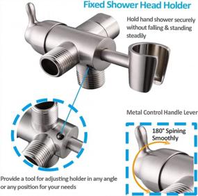 img 1 attached to Brushed Nickel Shower Arm Diverter With Handheld Shower Mount Bracket - G1/2 Universal Brass Valve For Bathroom Shower System; Ideal Replacement For Hand Shower And Fixed Spray Head