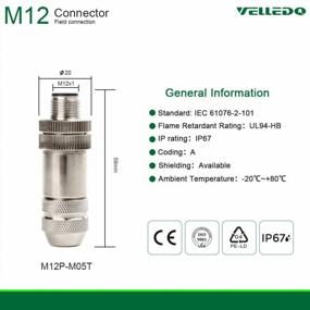 img 3 attached to M12 Connector 5-Pin A Coding FTP IP67 Waterproof Industrial Sensor Plug Adapter - VELLEDQ Field Assembly (Male, 5 Contacts - Straight)