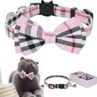 🐱 m-young plaid design cat collar - adjustable safety with breakaway feature, bell, and bow tie (6.8'' - 10.8'') logo