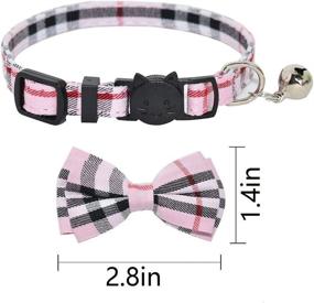 img 3 attached to 🐱 M-YOUNG Plaid Design Cat Collar - Adjustable Safety with Breakaway Feature, Bell, and Bow Tie (6.8'' - 10.8'')