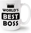 world's best boss mug - the office tv show coffee mug gift with funny quote - unique birthday present for men and women - 15 oz immaculife coffee mug logo