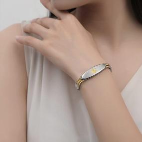 img 2 attached to Стильный медицинский браслет из нержавеющей стали для женщин - Бесплатная гравировка в комплекте - LinnaLove Fashion Shiny Medical Alert Bracelet