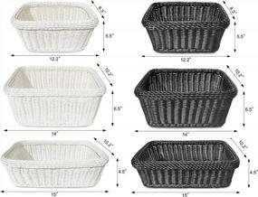 img 2 attached to Organize In Style: Set Of 6 Hand Woven White And Black Rectangular Storage Baskets, Dishwasher Safe For Versatile Shelf Storage