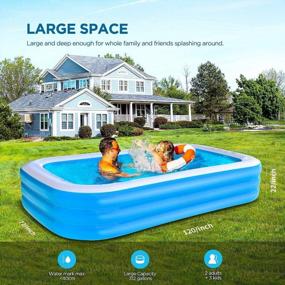 img 1 attached to Family-Sized Inflatable Pool, 118" X 69" X 21" Thick And Durable Blow Up Kiddie Pool For Kids, Adults, And Babies - Ideal For Backyard Water Parties And Outdoor Fun For Ages 3+