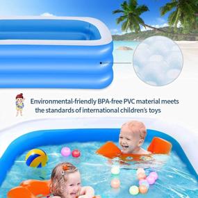 img 2 attached to Family-Sized Inflatable Pool, 118" X 69" X 21" Thick And Durable Blow Up Kiddie Pool For Kids, Adults, And Babies - Ideal For Backyard Water Parties And Outdoor Fun For Ages 3+