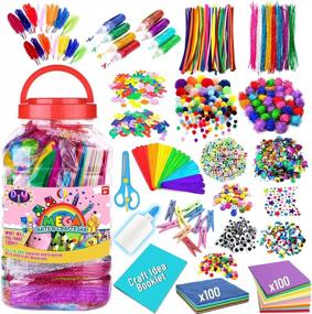 img 4 attached to Jumbo Arts And Crafts Supplies Kit For Kids Ages 4-9 - Assorted DIY Crafting Collage Set