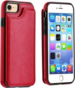 img 3 attached to ONETOP For IPhone SE(2022) IPhone SE(2020) IPhone 7/8 Wallet Case With Card Holder, Premium PU Leather Kickstand Card Slots, Double Magnetic Clasp And Durable Shockproof Cover 4.7 Inch(Red)