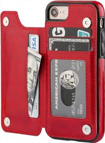img 4 attached to ONETOP For IPhone SE(2022) IPhone SE(2020) IPhone 7/8 Wallet Case With Card Holder, Premium PU Leather Kickstand Card Slots, Double Magnetic Clasp And Durable Shockproof Cover 4.7 Inch(Red)