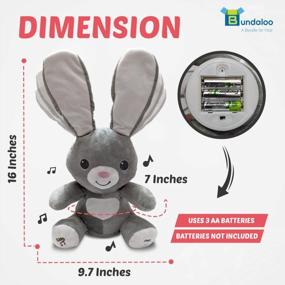 img 3 attached to Bundaloo Peek-A-Boo Bunny Animated Musical Plush Toy - Moving Floppy Ears & Glowing Heart - Plays Peek-A-Boo & Sing Do Your Ears Hang Low - Interactive Grey Singing Stuffed Bunny For Boys & Girls