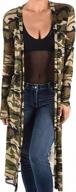 camo chic: funfash women's sheer mesh kimono duster cardigan in army green logo