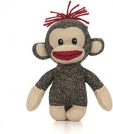 6-inch plushland original hand knitted curioso brown sock monkey stuffed animal toy - perfect gift for kids, babies, teens & girls/boys! logo