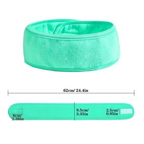 img 3 attached to Set Of 4 Facial Spa Headbands, Terry Cloth Stretch Towels With Magic Tape For Makeup, Shower, Bath, And Sports (Blue, Mint Green, Purple, Rose)
