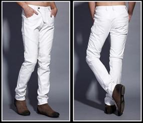 img 1 attached to Idopy Men`S Slim Fit Party Performance Biker Faux Leather Jeans Pants
