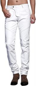 img 3 attached to Idopy Men`S Slim Fit Party Performance Biker Faux Leather Jeans Pants