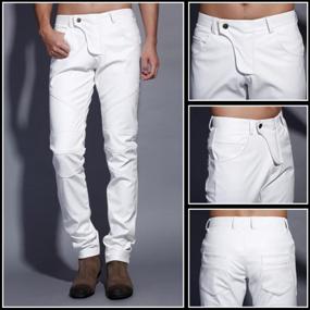 img 2 attached to Idopy Men`S Slim Fit Party Performance Biker Faux Leather Jeans Pants