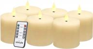 smtyle battery operated flameless fake candles with remote control and flickering moving flame for fireplace candelabra holder - ivory flat top, 6 inch логотип