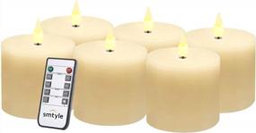 img 4 attached to Smtyle Battery Operated Flameless Fake Candles with Remote Control and Flickering Moving Flame for Fireplace Candelabra Holder - Ivory Flat Top, 6 Inch