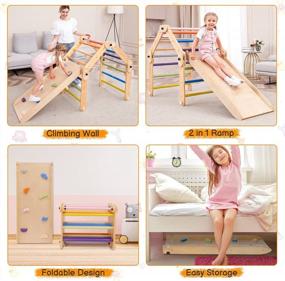 img 2 attached to Experience Endless Fun And Exploration With Dripex Climbing Triangle: 10 Changing Modes, Colorful Pikler Triangle Climber, Reversible Ramp, Foldable Montessori Indoor Playground, And Safe Paint