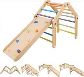 img 4 attached to Experience Endless Fun And Exploration With Dripex Climbing Triangle: 10 Changing Modes, Colorful Pikler Triangle Climber, Reversible Ramp, Foldable Montessori Indoor Playground, And Safe Paint