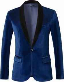 img 4 attached to Men'S Slim Fit Velvet Blazer, Solid Sport Coat For A Stylish Look