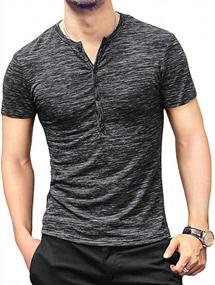 img 4 attached to Men'S Fashionable Slim Fit Henley T-Shirts - Short & Long Sleeve Options!