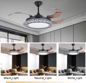 img 2 attached to Modern Black 42" Fan Chandelier With LED Lighting And 4 Blades - Retractable Ceiling Fan For Living Room, Bedroom, Dining Room, Kitchen, And Restaurant By Gdrasuya10