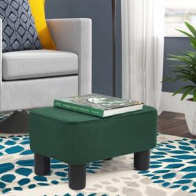 img 3 attached to 🟩 Joveco Modern Rectangular Footstool Ottoman, Fabric Footrest for Living Room Bedroom, Green