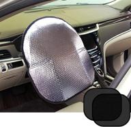 🌞 big ant steering wheel cover sun shade + bonus side window sunshade - heat reflector, fits most jumbo/standard cars - sliver (20.1 inches x 17.3 inches) логотип