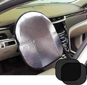 img 4 attached to 🌞 Big Ant Steering Wheel Cover Sun Shade + Bonus Side Window Sunshade - Heat Reflector, Fits Most Jumbo/Standard Cars - Sliver (20.1 inches X 17.3 inches)