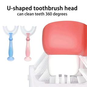 img 1 attached to 🦷 Silicone U-Shaped Toothbrush for Children - Blue Oral Care Training