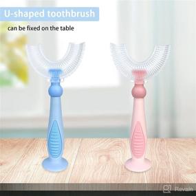 img 2 attached to 🦷 Silicone U-Shaped Toothbrush for Children - Blue Oral Care Training