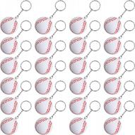24-pack white foam baseball keychains for sports party favors, school carnivals, and gift fillers - mini sport keychains for baseball fans logo