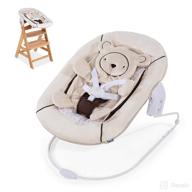 🧸 hauck alpha bouncer 2 in 1 newborn set: cozy baby rocker & toddler seat minimizer, compatible with hauck wooden grow-along high chair alpha+, hearts beige logo
