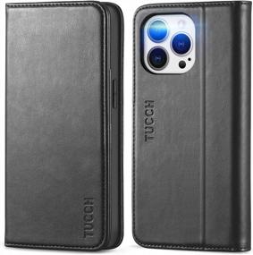 img 4 attached to TUCCH IPhone 14 Pro 6.1 Case Wallet, [3 Card Holder] Folio PU Leather Cover With RFID Blocking And Stand Flip Design, Shockproof TPU Interior Case - Classic Black
